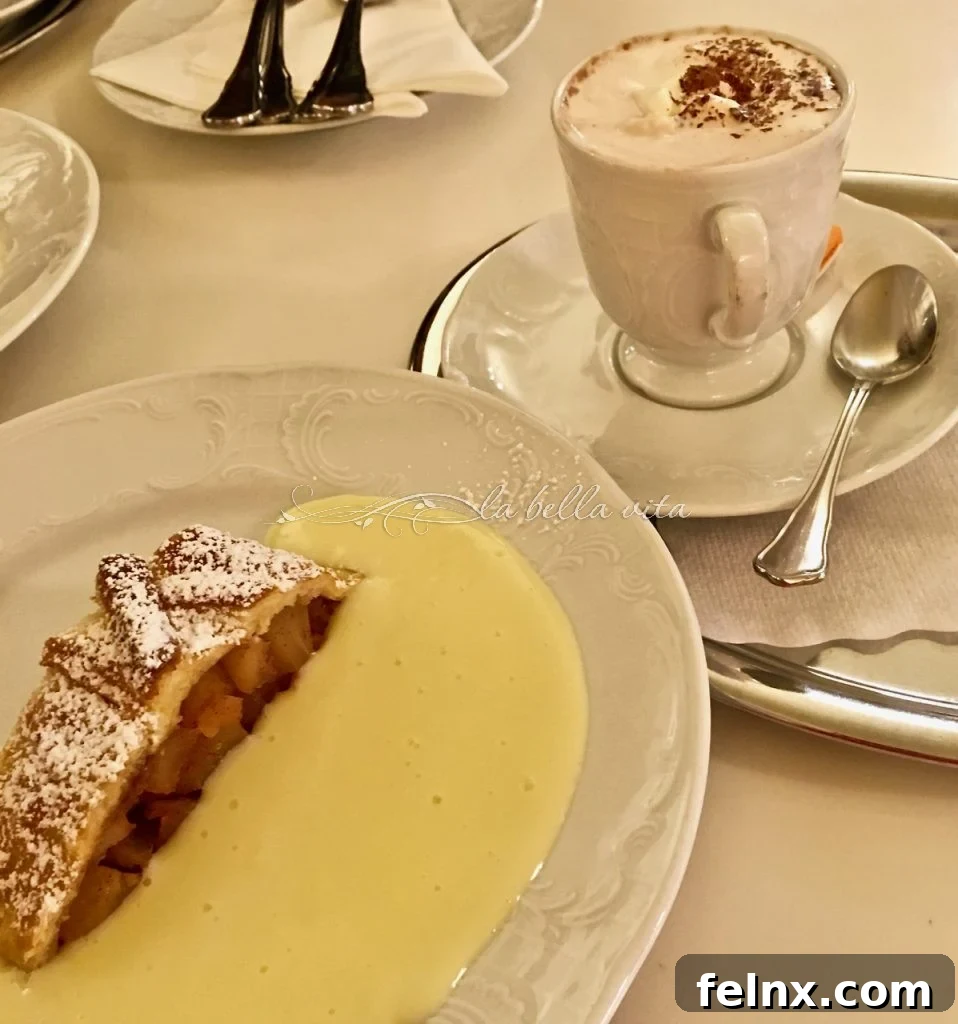Famous Austrian Apple Strudel with Vanilla Sauce