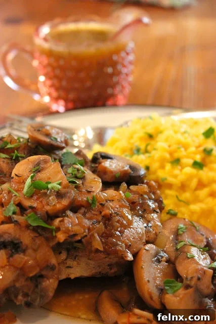 Gourmet Pork Chops alla Marsala served with Golden Risotto