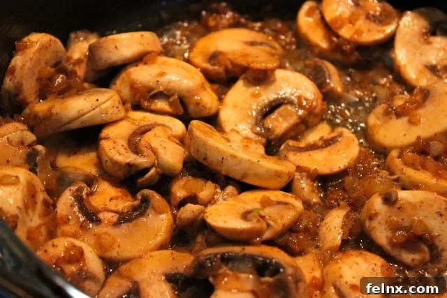 Cooking mushrooms for the sauce