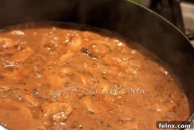 Thickening the mushroom marsala sauce