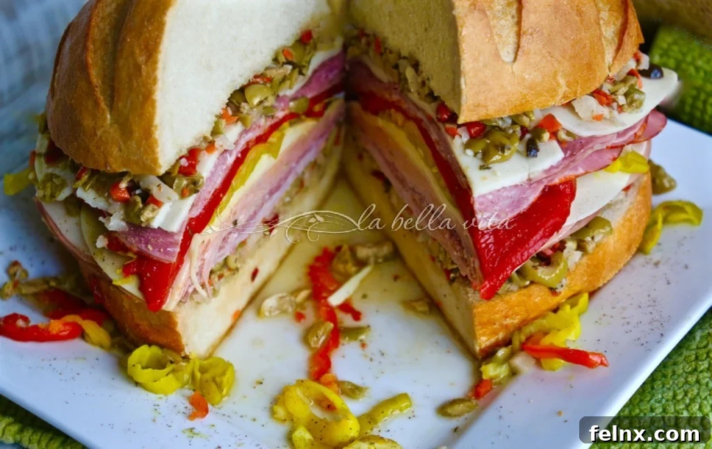 Classic New Orleans Muffuletta Sandwich