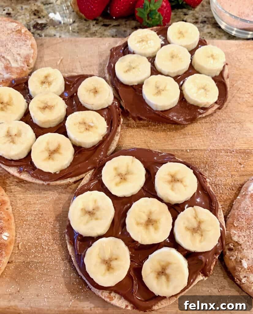 Layering banana slices