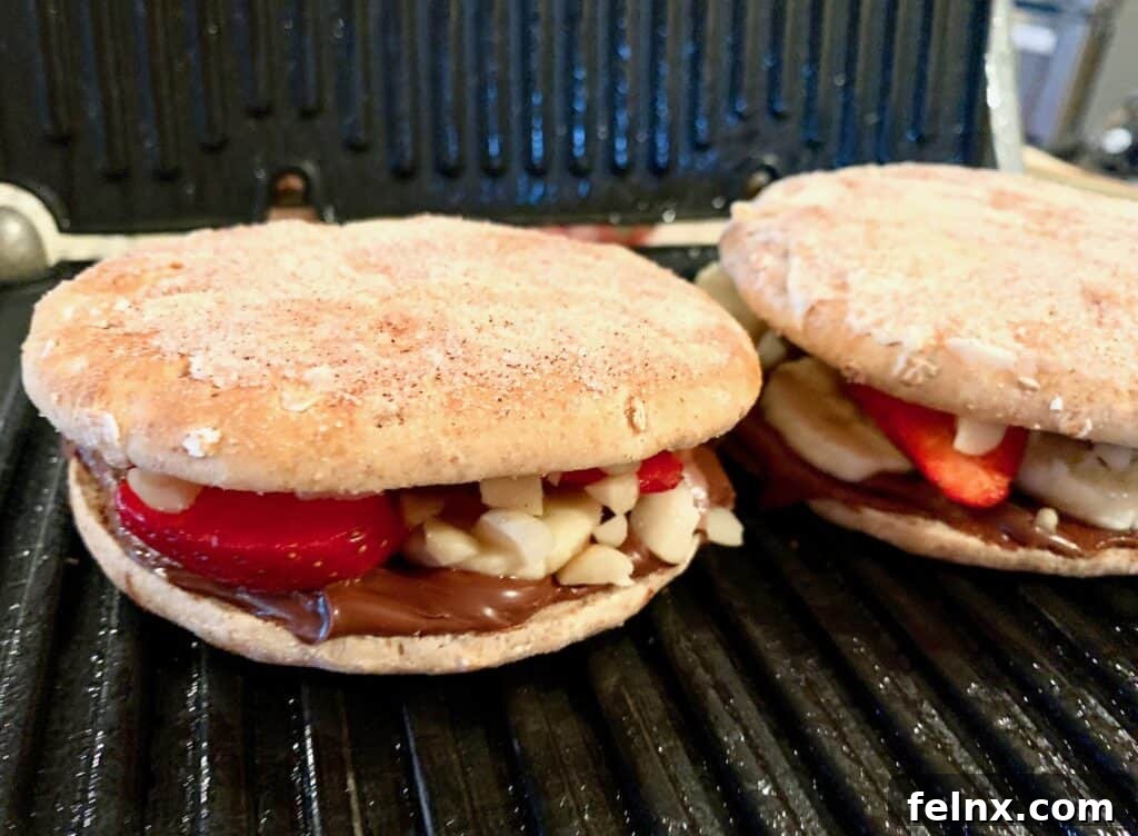 Placing panini on the grill