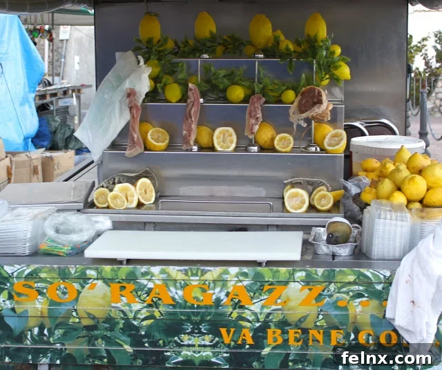 Lemon granita stand in Praiano, Italy