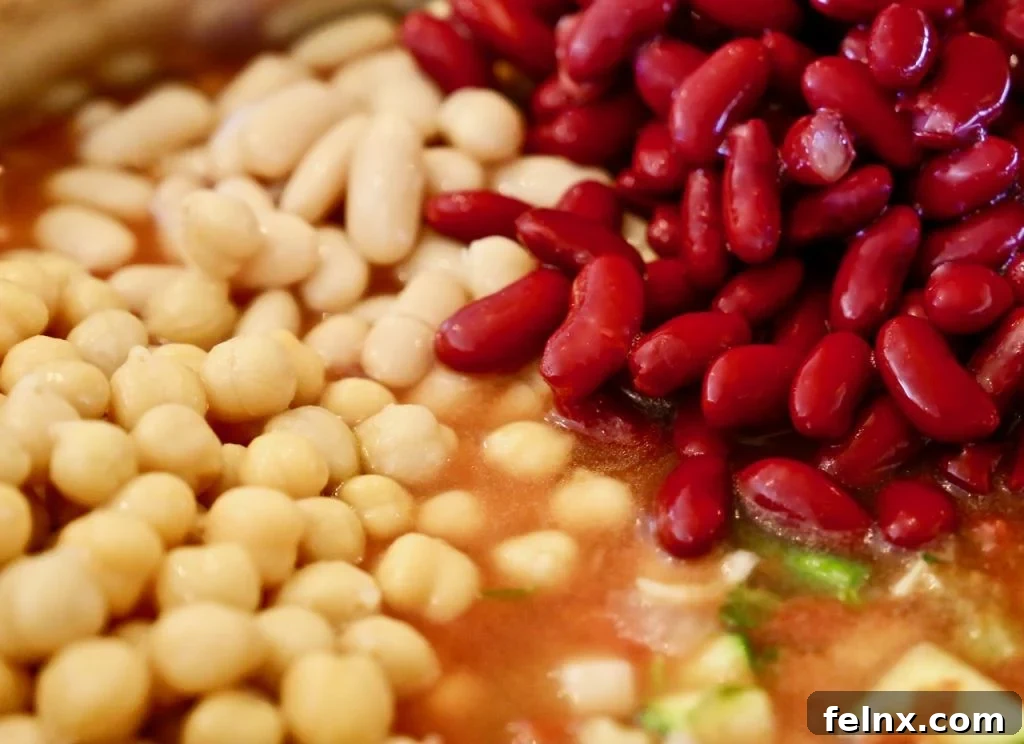 Adding three types of beans for protein