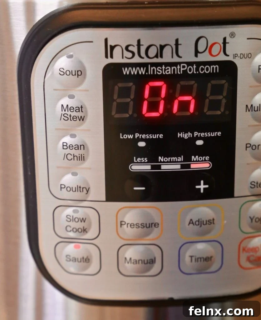 Pouring olive oil into the Instant Pot