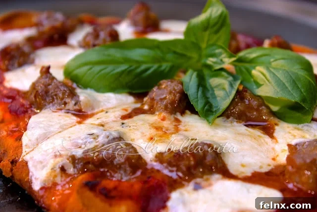 A simple sausage and cheese grilled pizza for variety