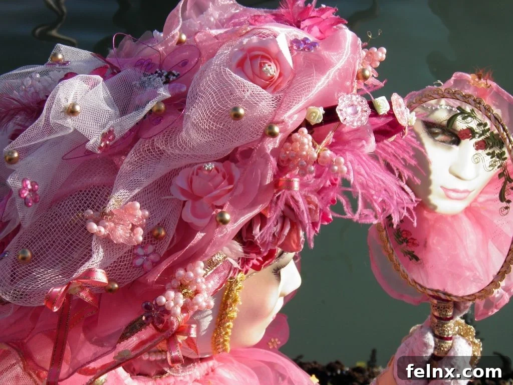 Exquisite Venetian craftsmanship in Carnival costumes and masks