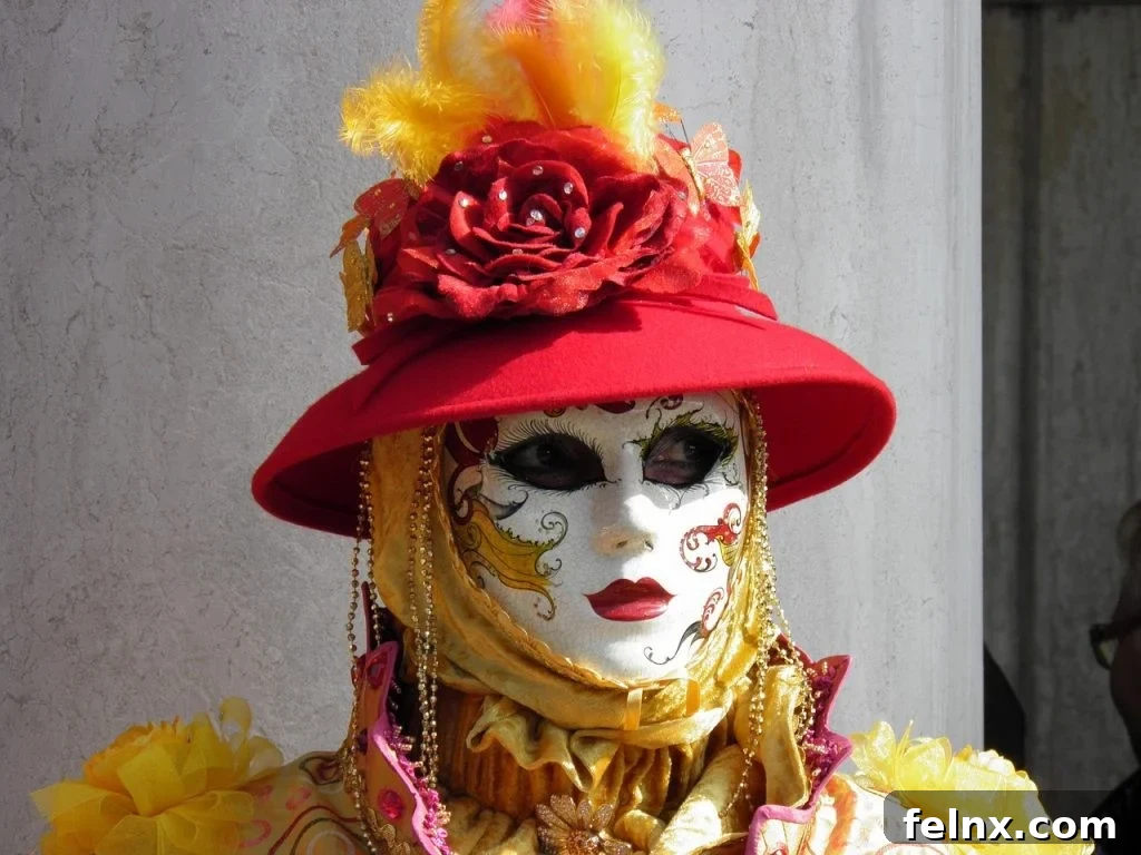 Intricate details of a hand-crafted Venetian mask