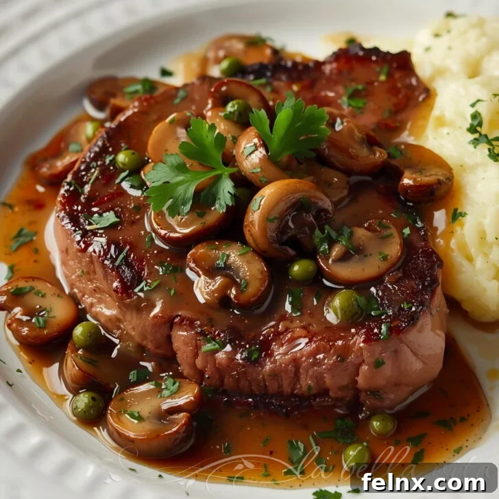 Classic Steak Diane Prepared in a Pan