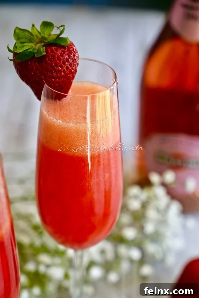 Strawberry Bellini Cocktail Presentation