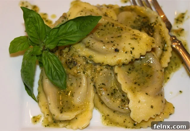 Delicious Wild Mushroom Agnolotti with Basil Pesto