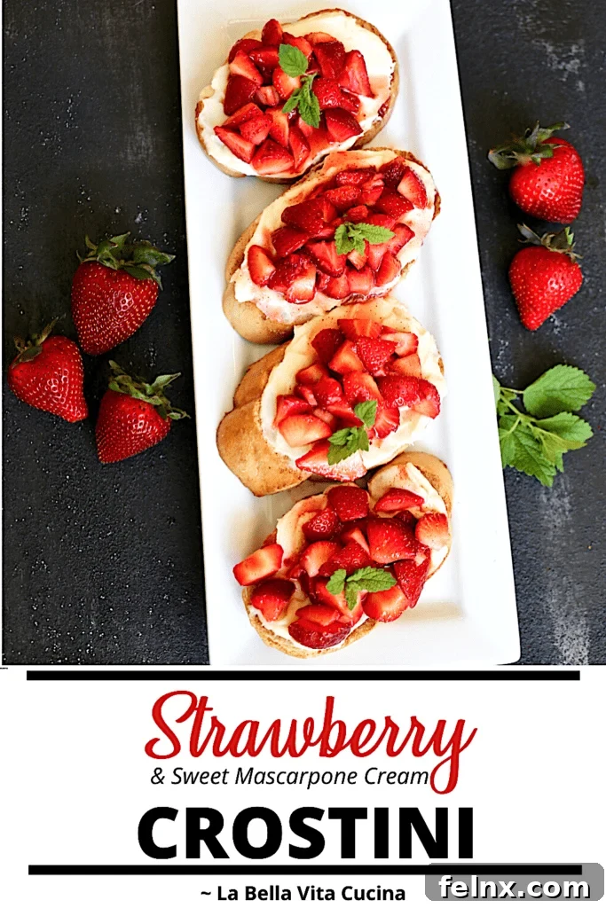 Pinterest Pin for Strawberry Crostini