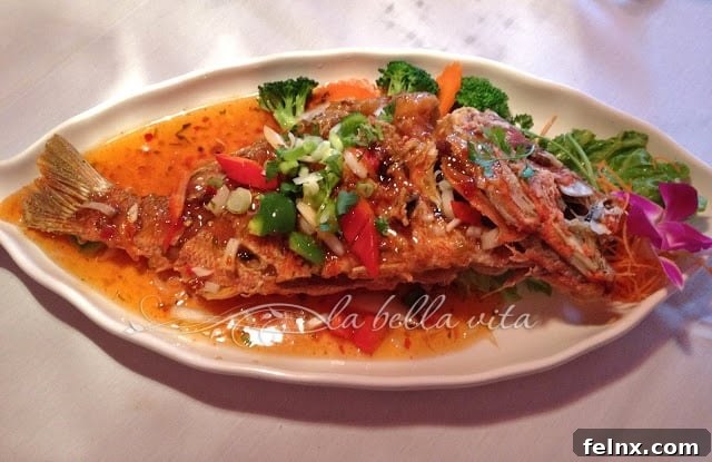 3 Spice Encrusted Red Snapper in Thai Chili Sauce