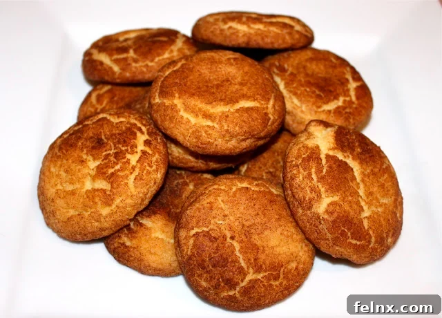 Freshly baked snickerdoodle cookies on a plate