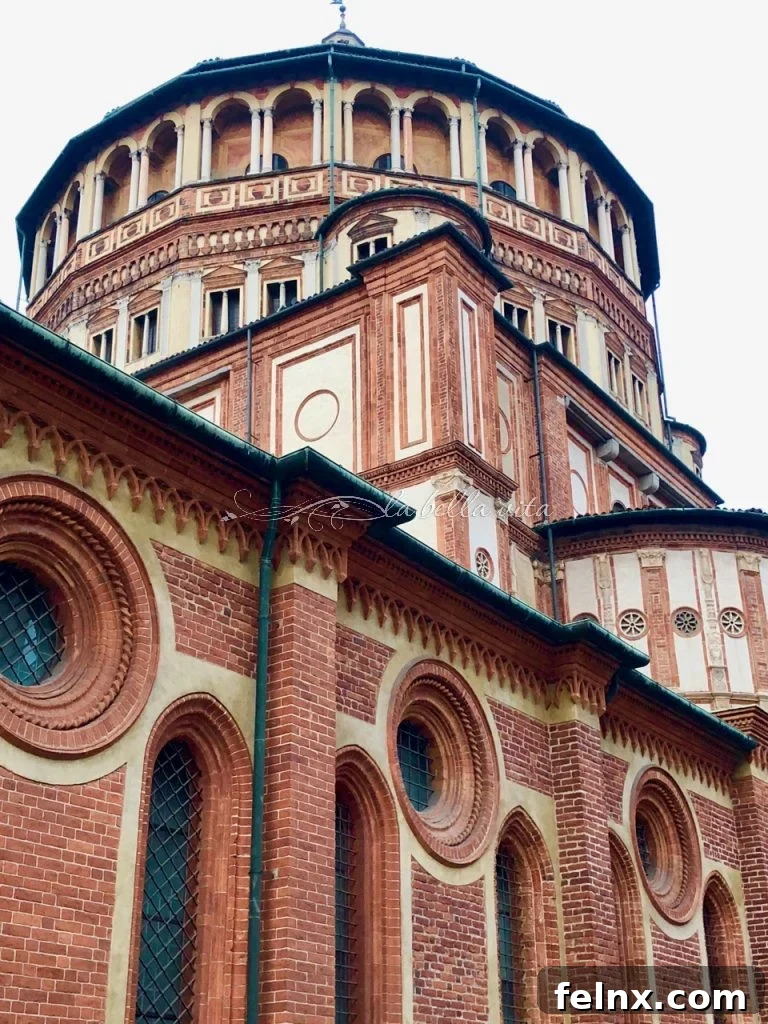 Exterior brickwork of Santa Maria delle Grazie in Milan