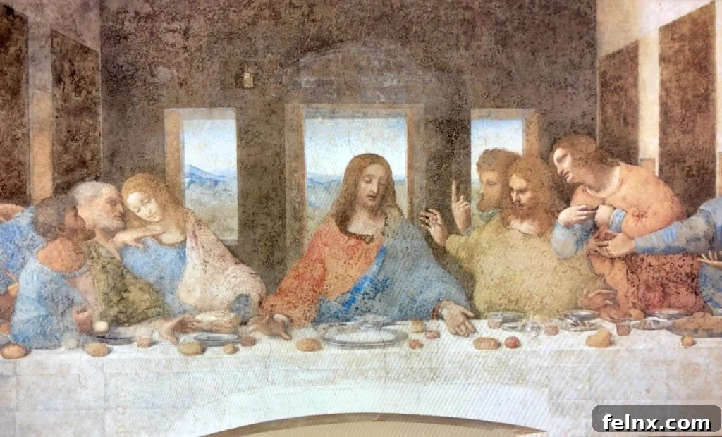Close up of Leonardo da Vinci's Last Supper emotions and details