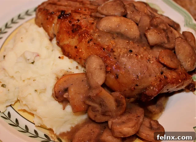 Delicious healthy steak with mushroom sauce