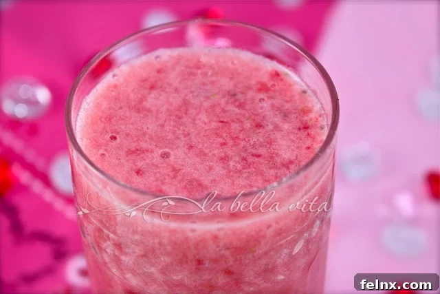 Valentine's Day Pink Smoothie with Fresh Ingredients