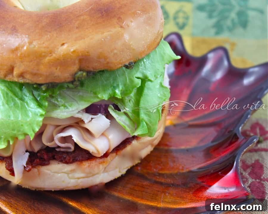 Finished Pesto Turkey Bagel
