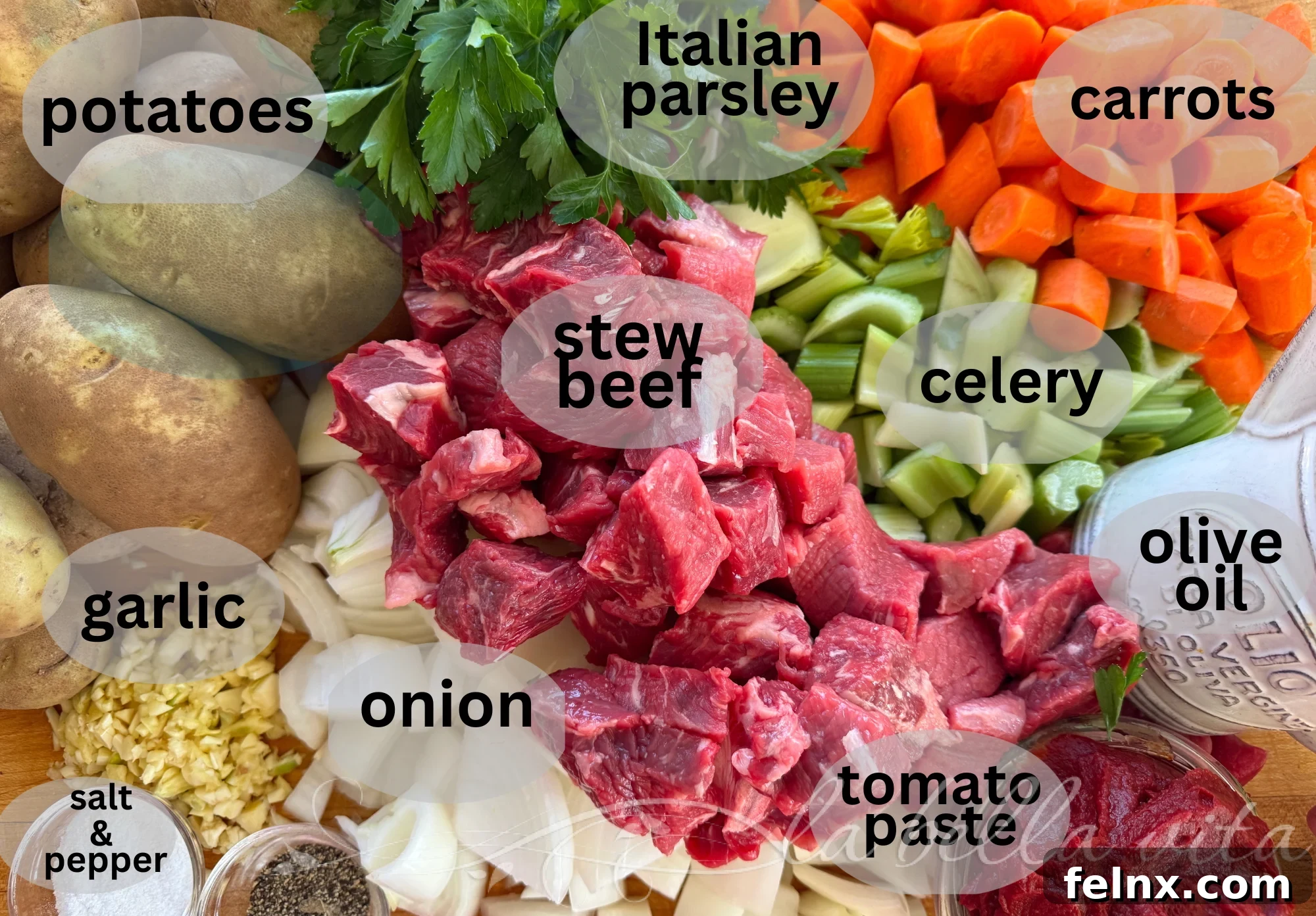 Ingredients for Nonna's Beef Stew