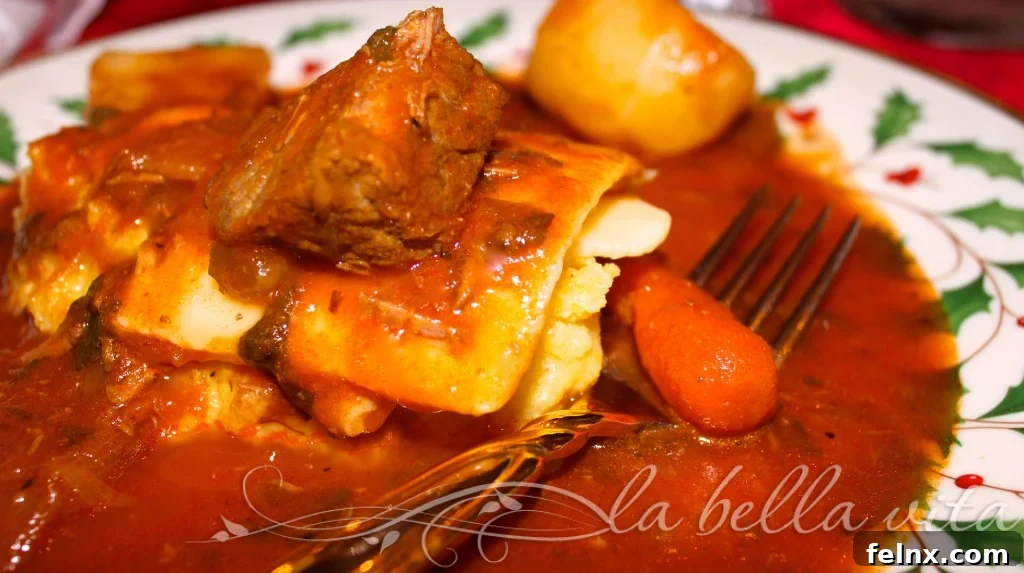 Italian Beef Stew on Polenta with Melted Cheese