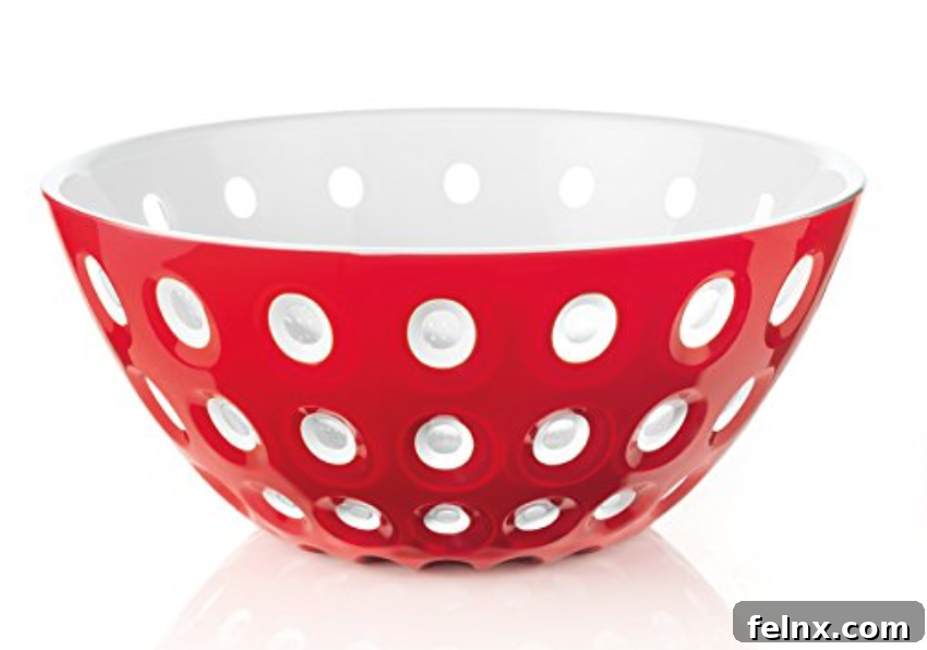 Modern Guzzini red transparent glass serving bowl