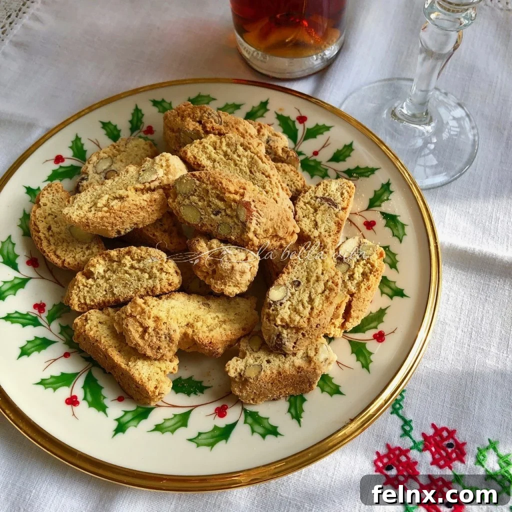 Traditional Italian Cantucci on a Wooden Table