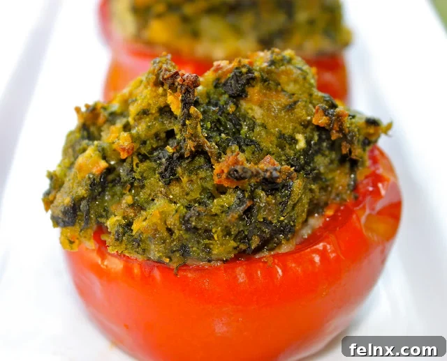 Close up of Baked Stuffed Tomato