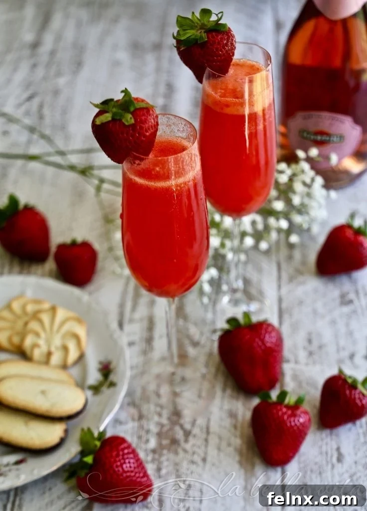Strawberry Bellini cocktail for special occasions
