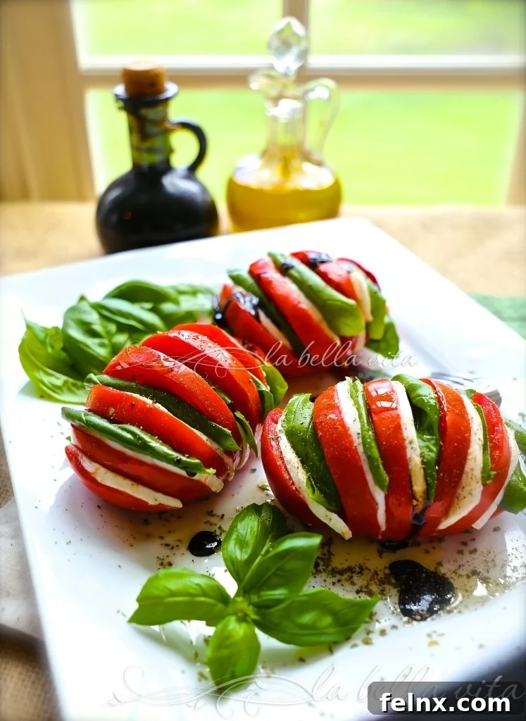 Caprese Salad - Traditional Italian tomatoes, mozzarella, and basil