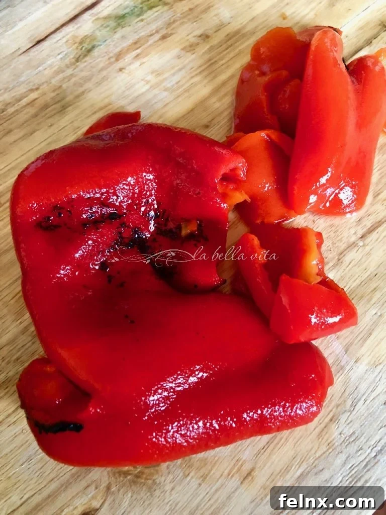 Zesty Sweet Corn and Black Eyed Pea Medley 5 Preparing roasted red peppers