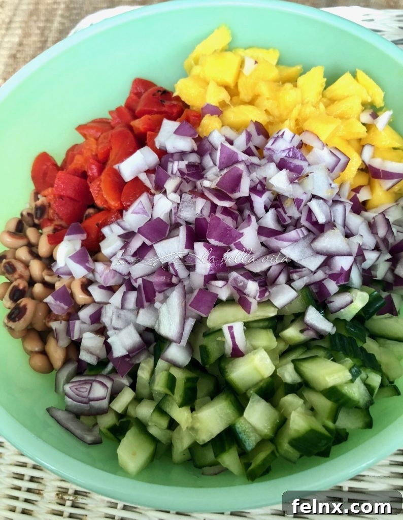 Zesty Sweet Corn and Black Eyed Pea Medley 9 Adding diced red onion
