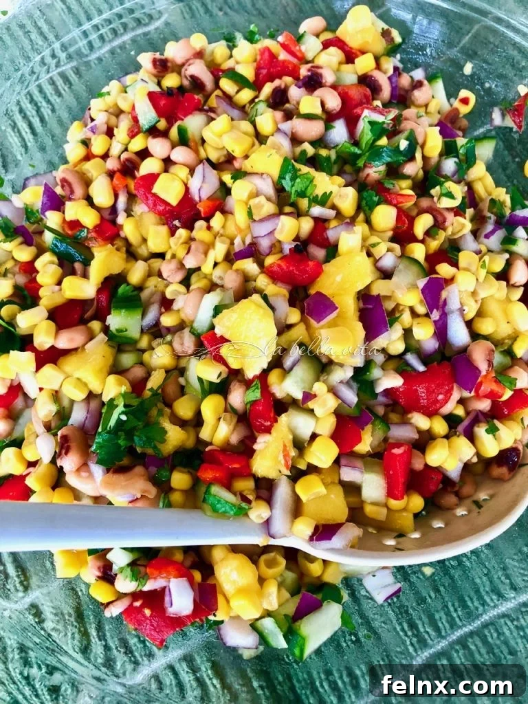 Zesty Sweet Corn and Black Eyed Pea Medley 10 Mixed salad in bowl