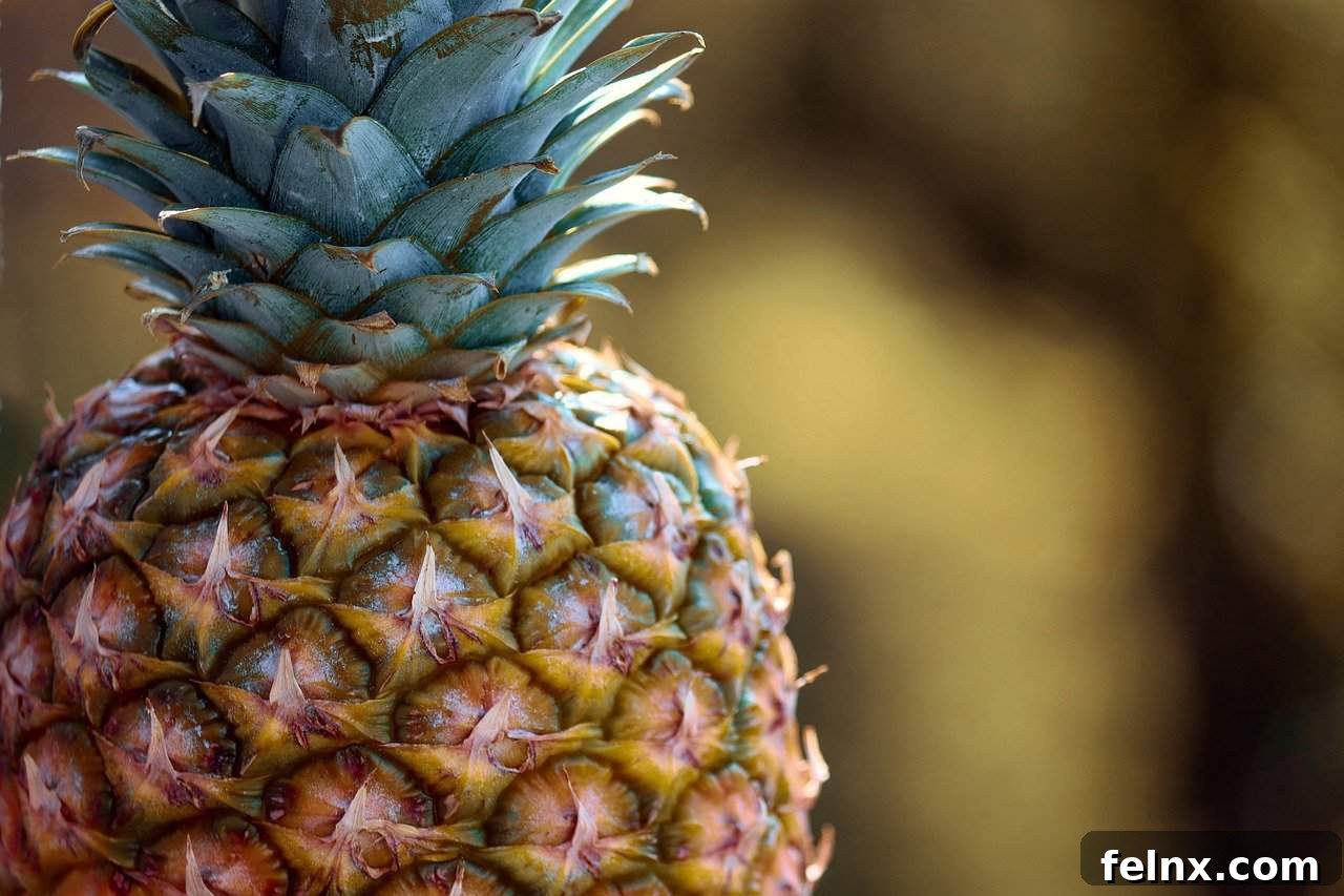 Freshly cut pineapple on a table