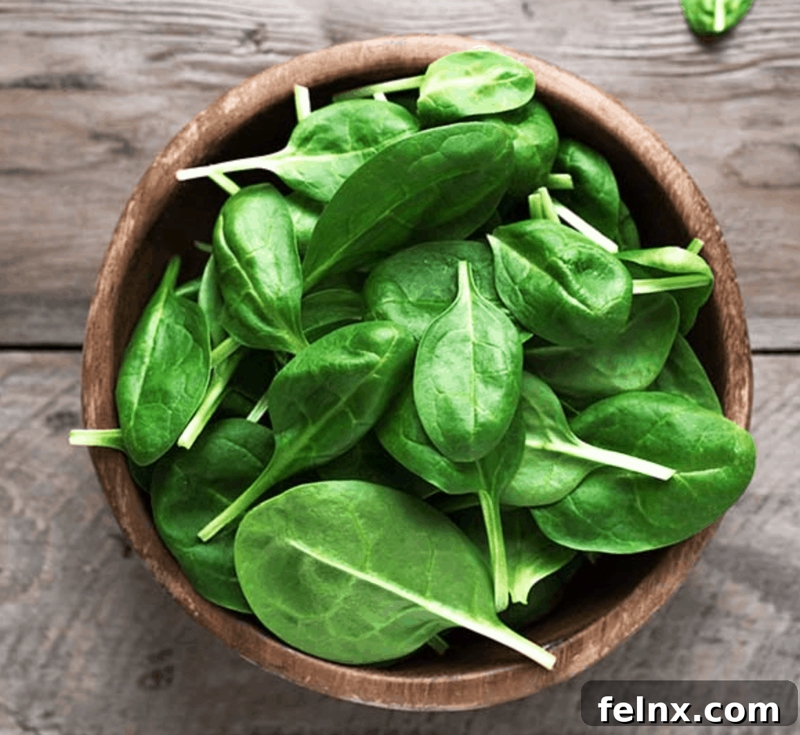 Fresh spinach leaves