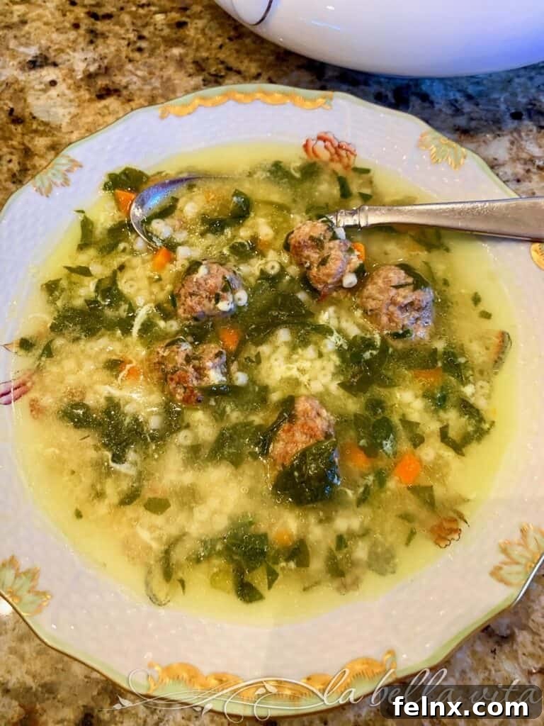 Italian wedding soup with meatballs