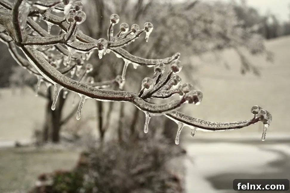 Ice on tree limbs