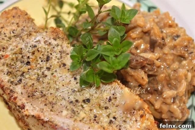 Chopping ingredients for mushroom risotto