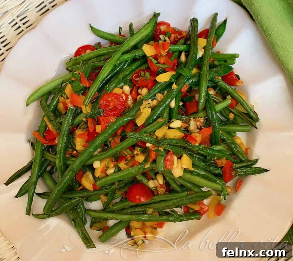 Roasted Haricots Verts and Red Peppers with Garlic