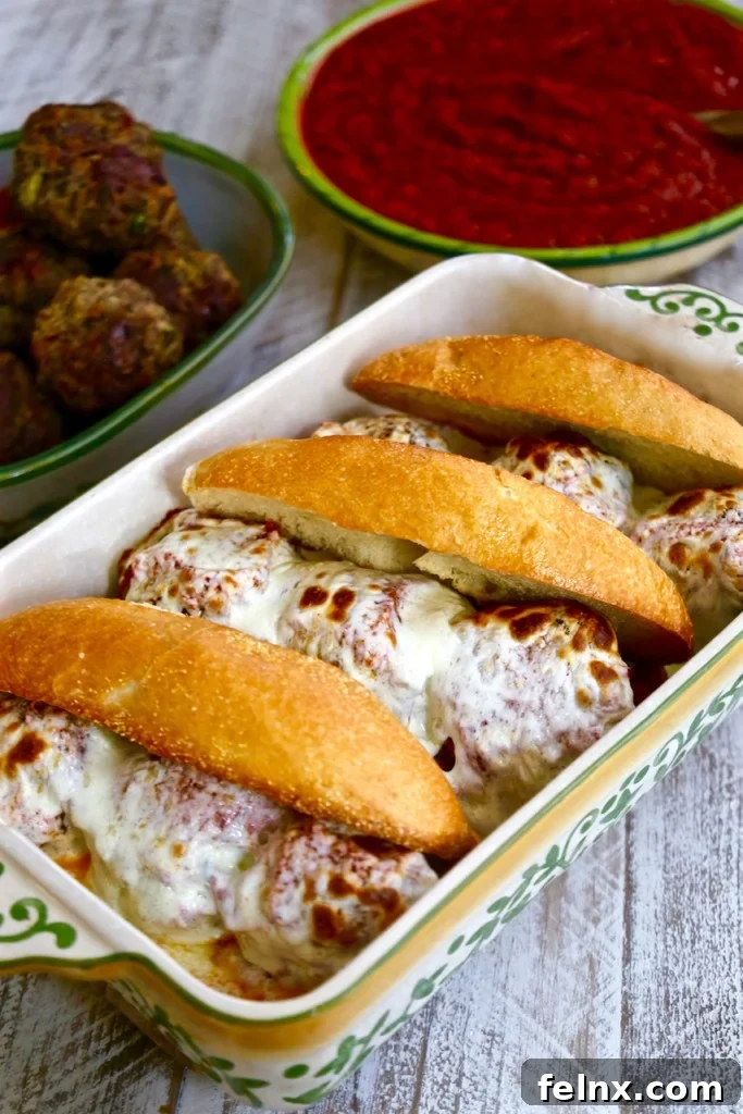 Cheesy Italian Meatball Sub Sandwich