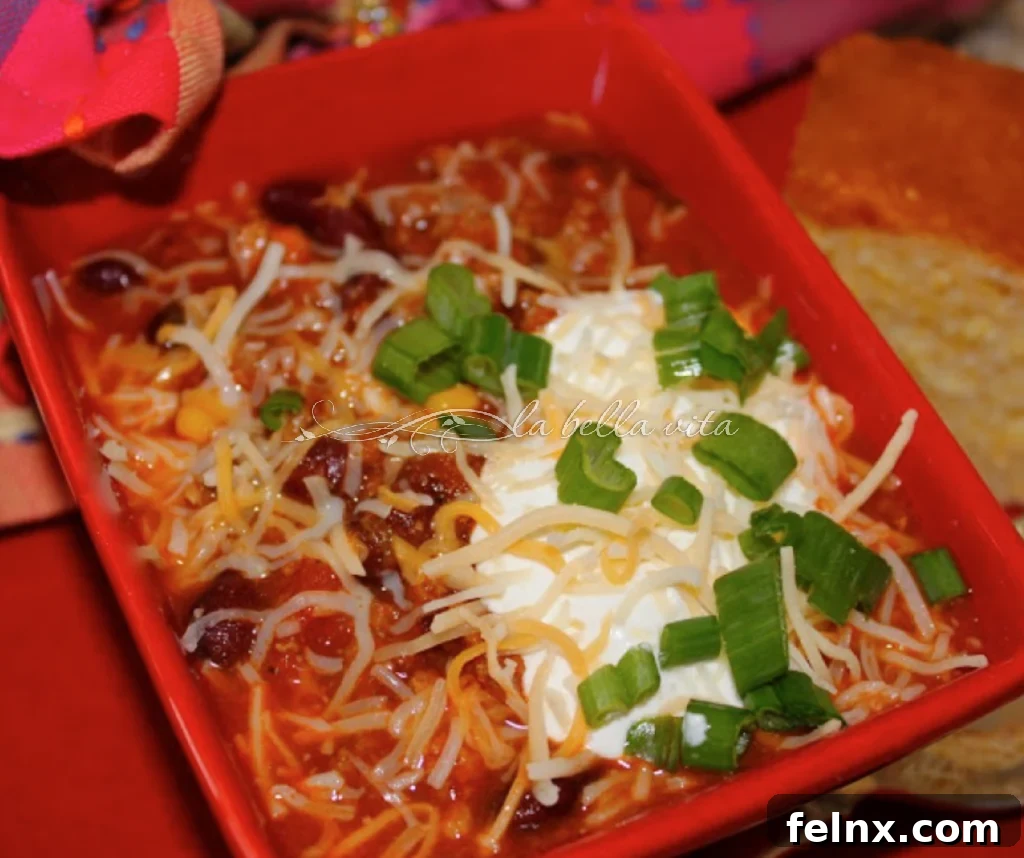 Hearty Spicy Beef Chili in a Bowl