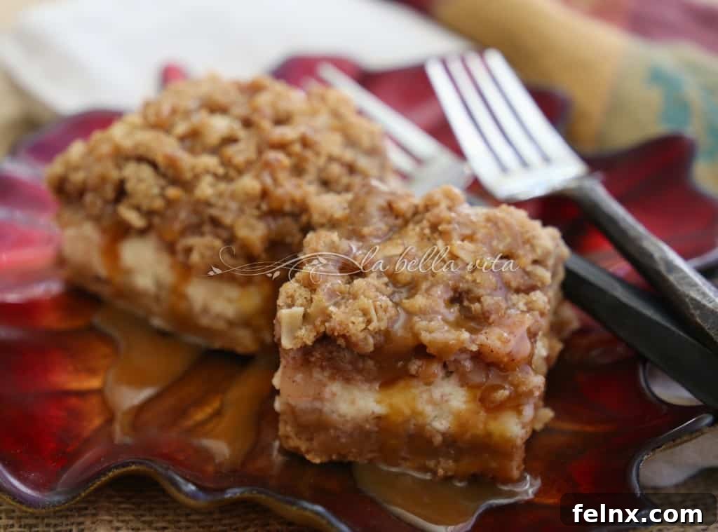 Apple Caramel Cheesecake Bars for Dessert