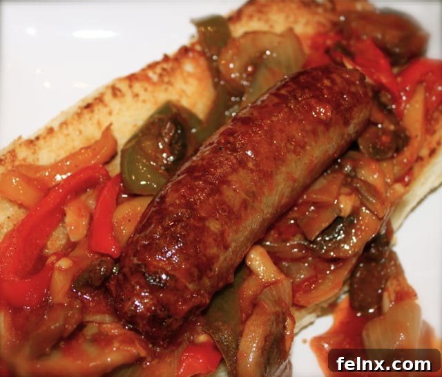 Sausage and Peppers Sandwich Close-up
