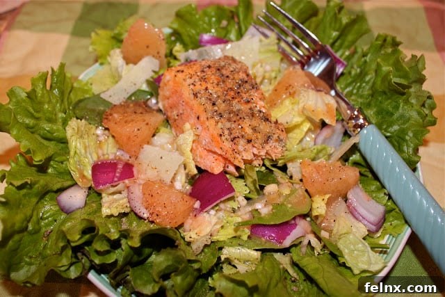 Grilled Salmon Salad with Grapefruit and Manchego