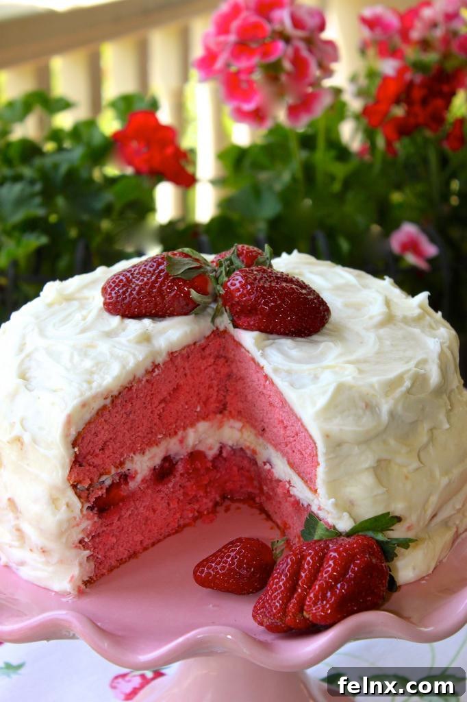 Strawberry Layer Cake with Strawberry Cream Filling