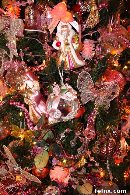 Beautiful Pink Christmas Tree in a Living Room