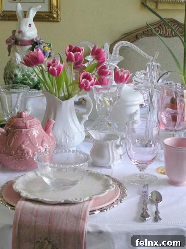 Pink and White Tulips Centerpiece