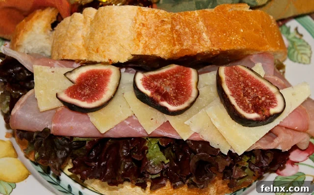 Gourmet Prosciutto and Fresh Fig Sandwich on Italian Bread