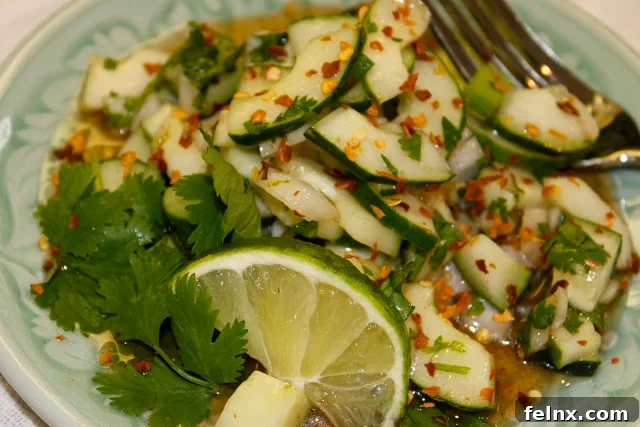 Final plated Thai Cucumber Salad